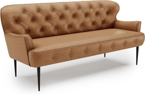 CAVADORE 3-Sitzer Küchensofa Amba, Trendige Sitzbank für Küche oder Esszimmer / 193 x 97 x 87 / Hochwertiges Mikrofaser: Rot-Braun