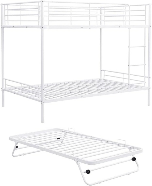 Vente-unique - Etagenbett - 2 x 90 x 190 cm - Mit Ausziehbett - Weiß - DUOTIS