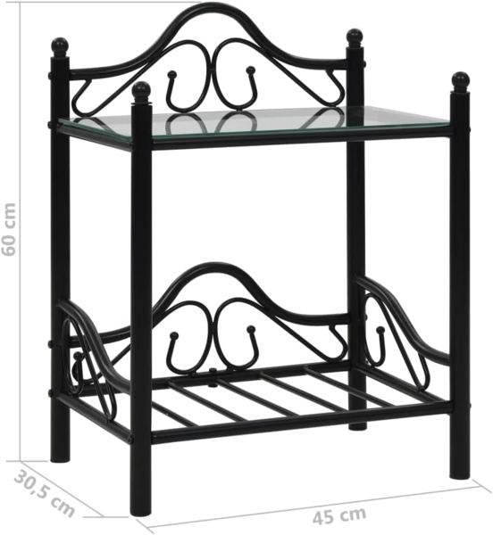 vidaXL Nachttische 2 Stk. Stahl und Hartglas 45x30,5x60 cm Schwarz 246727 Bild 2