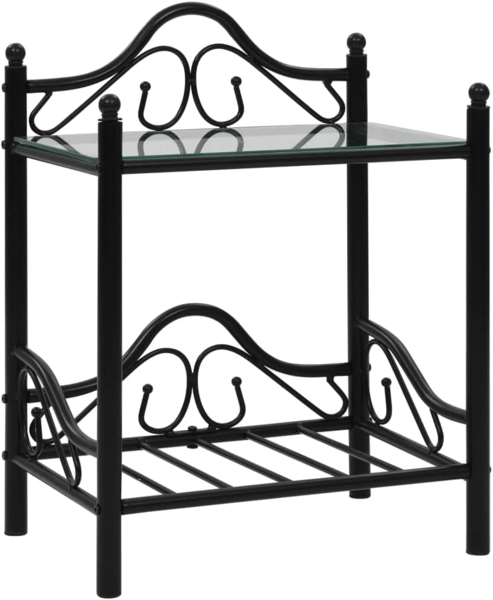vidaXL Nachttische 2 Stk. Stahl und Hartglas 45x30,5x60 cm Schwarz 246727 Bild 3