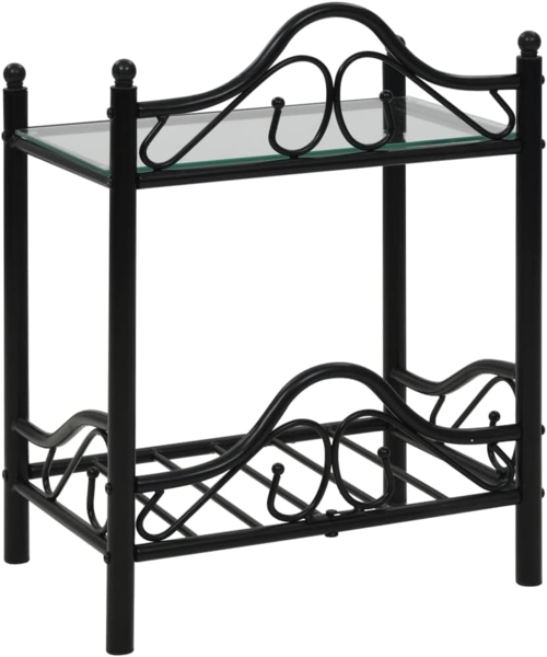 vidaXL Nachttische 2 Stk. Stahl und Hartglas 45x30,5x60 cm Schwarz 246727 Bild 4