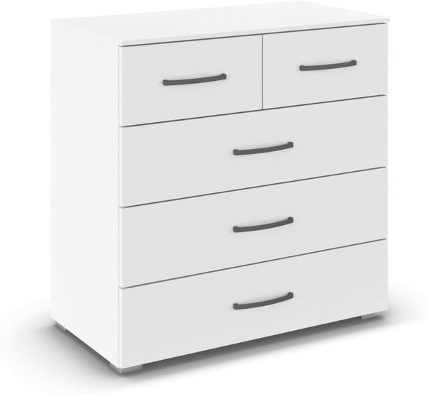 rauch Aditio Box, Kommode, 5 Schubladen, mit Softclose-Funktion, Farbe Weiß, BxHxT 80x81x42cm