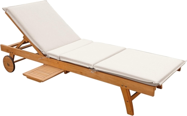 Dehner Gartenliege Rolliege Ravenna inkl. Polster, 200 x 70 x 89cm, Holz, verstellbare Sonnenliege mit Rollen, aus FSC®-zertifiziertem Holz