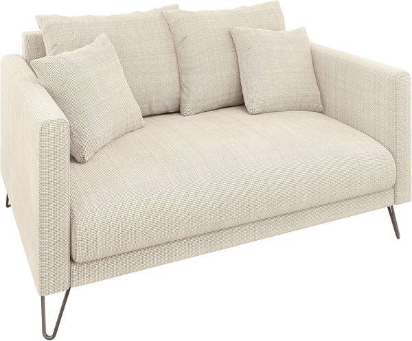 S-Style Möbel 2-Sitzer Sofa Harmony aus Chenille-Stoff mit Hohen Schwarzen Metallfüßen, mit Wellenfederung