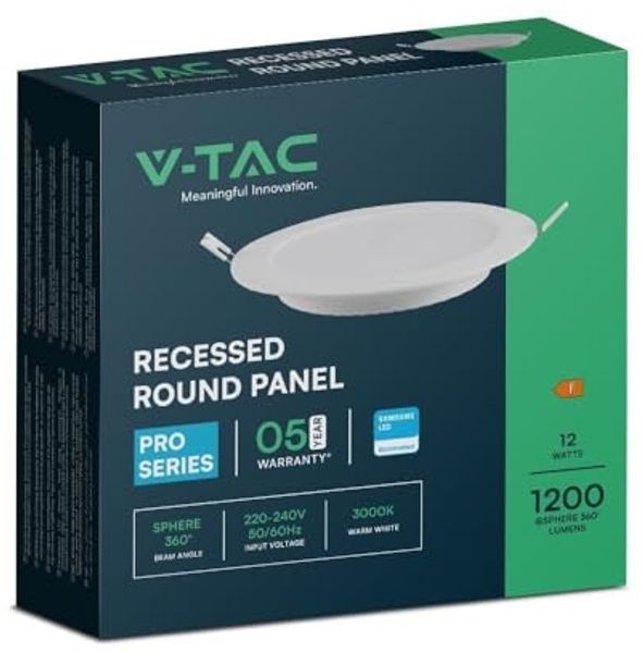 VTAC Einbau-Panel V-TAC 12W LED SAMSUNG CHIP rund 170x28 mm VT-61012RD-S 4000K 1200lm