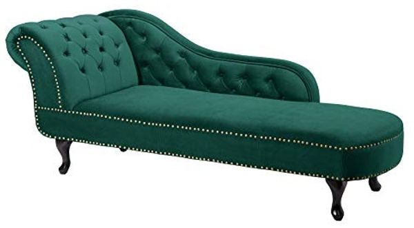 riess-ambiente Recamiere CHESTERFIELD 170cm smaragdgrün, 1 Teile, Wohnzimmer · Samt · Schlafzimmer · Barock Design