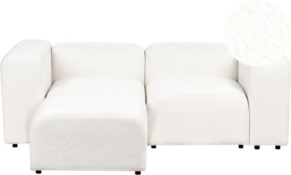 2-Sitzer Sofa Bouclé cremeweiß mit Ottomane FALSTERBO