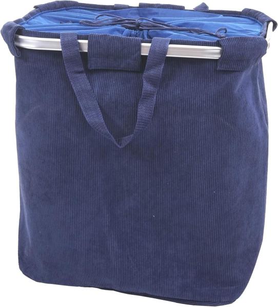 Wäschesammler HWC-C34, Laundry Wäschekorb Wäschebehälter mit Kordelzug, 2 Fächer Henkel 54x52x32cm 89l ~ cord blau