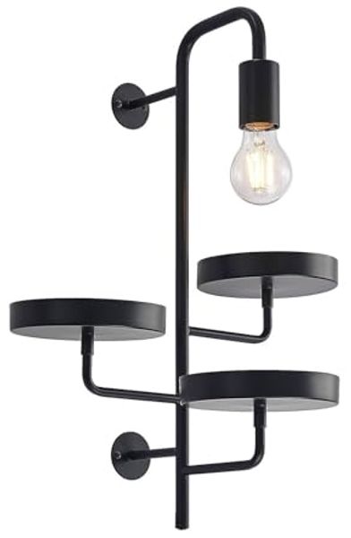 Lindby Wandleuchte Hanjo, Metall, Schwarz IP20, 1 x 60 W