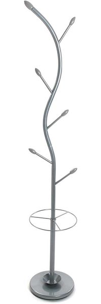 Versa Derby Minimalistischer Garderobenständer für den Eingangsbereich, mit 9 Haken für Kleidung oder Taschen für die Halle, Maßnahmen (H x L x B) 185 x 30 x 30 cm, Metall, Farbe: Grau