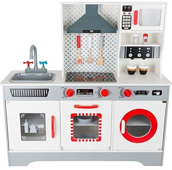 small foot 11081 Kinderküche Premium aus Holz, inkl. Kaffee-, Geschirrspül- und Waschmaschine uvm., ab 3 Jahren