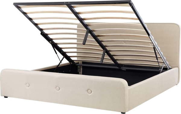 Polsterbett mit Bettkasten hochklappbar RENNES Beige 180x200 cm