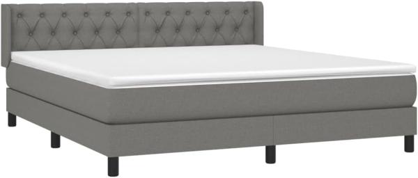 vidaXL Boxspringbett mit Matratze Dunkelgrau 160x200 cm Stoff, Härtegrad: H2 [3129962]