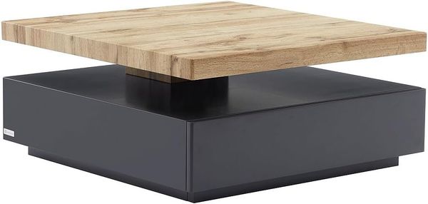 Vente-unique - Couchtisch drehbar - 1 Schublade - MDF - Anthrazit & Holzfarben - KYRIA