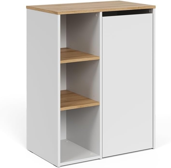 Badschrank Viktor Weiß/Artisan 68 x 88.2 cm mit offenen Regalen und Wäschekorb Vicco