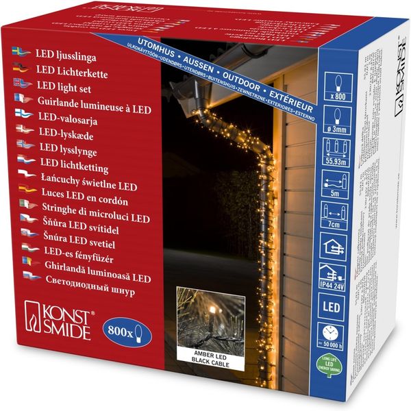 KONSTSMIDE No. 3647-800 Micro LED Lichterkette 800 bernsteinfarbene Dioden IP44