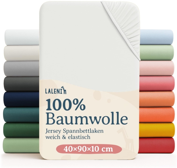 Laleni 2er-Set Jersey Spannbettlaken Stubenwagen 40x90 cm - Oeko-Tex Zertifiziert, 100% Baumwolle, atmungsaktives Spannbetttuch für Baby, 135 g/m², Elfenbein