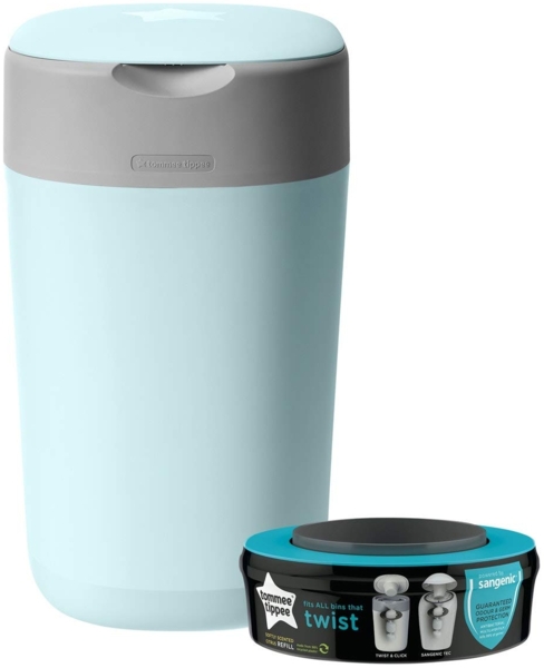 Tommee Tippee Windeleimer Twist & Click Sangenic Tec, Geruchsdichtes Windelentsorgungssystem, Inklusive 1x Nachfüllkassette, Blau Bild 6