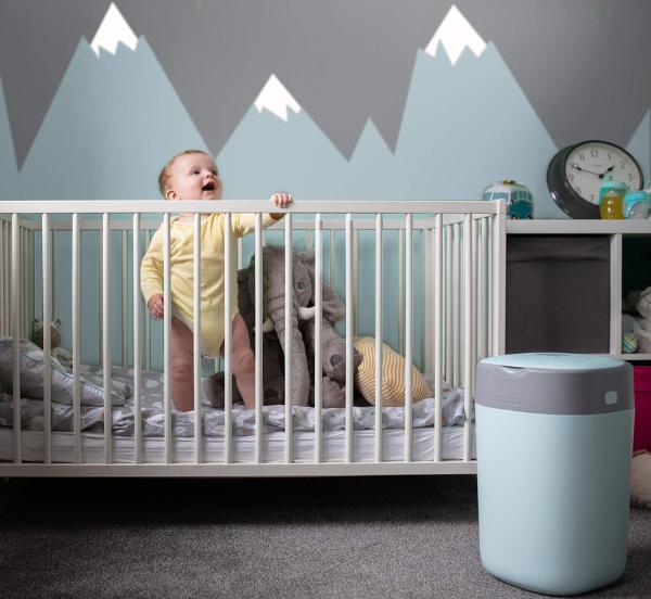 Tommee Tippee Windeleimer Twist & Click Sangenic Tec, Geruchsdichtes Windelentsorgungssystem, Inklusive 1x Nachfüllkassette, Blau Bild 2