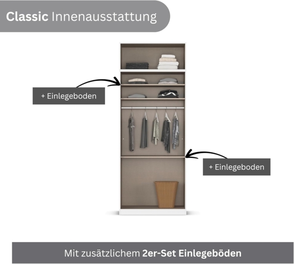 Rauch Möbel Lagoa, Kleiderschrank, Garderobe für Schlafzimmer, Kinderzimmer, Jugendzimmer 4-türig, mit Zubehör Premium, Farbe Beige, Breite 91 Bild 6