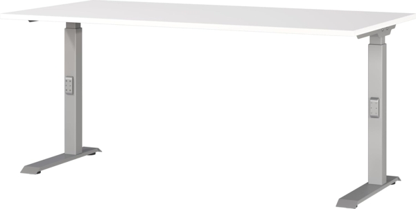 Germania Schreibtisch 7911-639, in Weiß/Silber, me. höheneinst, 160 x 91 x 80 cm (BxHxT)