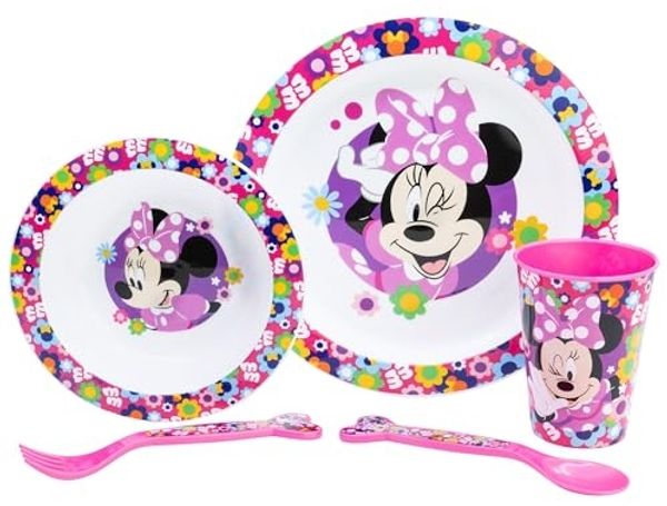 Disney Mickey Mouse Teller-Set Mikrowellengeeignet 5-teiliges Kindergeschirr mit rutschfestem Boden