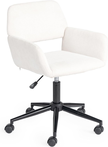 FurnitureR Beige Bürostuhl, Moderner Stil, Chenille Material, Höhenverstellbar, Platzsparendes Design für Büro und Home Office Bild 4