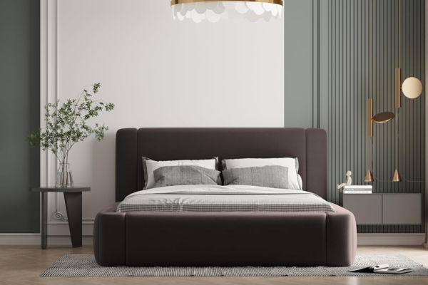 Polsterbett OLAF 180x200 mit Matratze, Bettkasten und Lattenrost. Farbe: VELUTTO 6