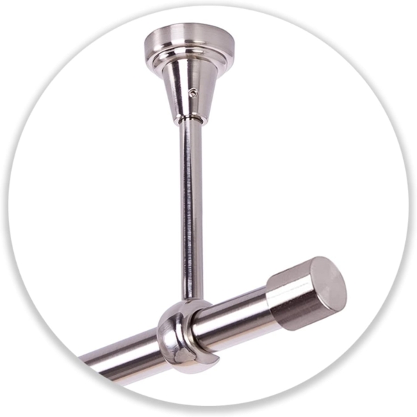 MDEKOR Gardinenstange Vorhangstange 19mm, 1-läufig, kürzbar, 1-läufig Wand oder Deckenmontage, 120 cm Edelstahl Bild 4