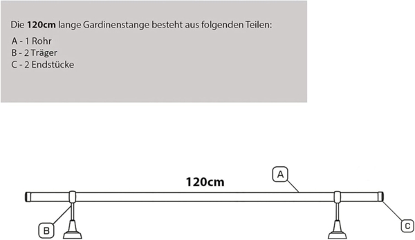 MDEKOR Gardinenstange Vorhangstange 19mm, 1-läufig, kürzbar, 1-läufig Wand oder Deckenmontage, 120 cm Edelstahl Bild 5