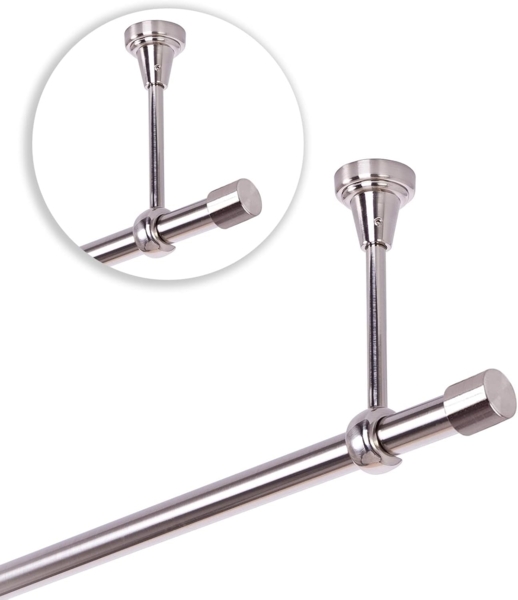 MDEKOR Gardinenstange Vorhangstange 19mm, 1-läufig, kürzbar, 1-läufig Wand oder Deckenmontage, 120 cm Edelstahl Bild 2