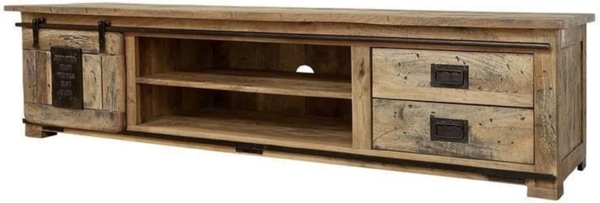 Massivmoebel24 TV-Board (TV-Board Mango 200 x 55 x 50 natur lackiert RAILWAY #136), TV-Board Mango 200 x 55 x 50 natur lackiert RAILWAY #136