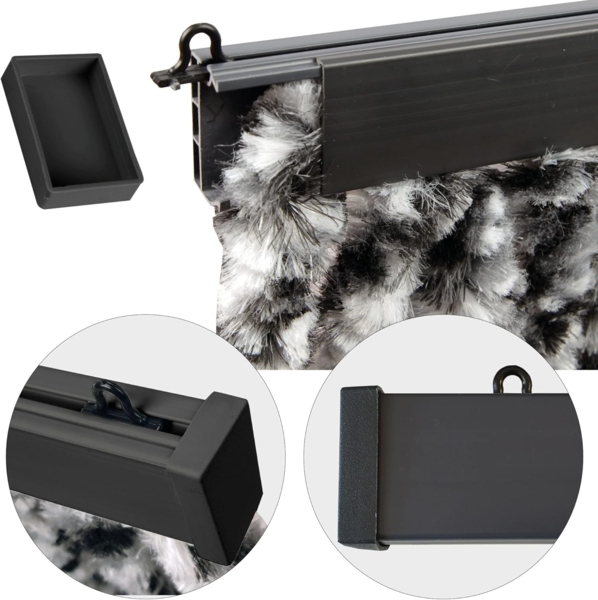 Flauschvorhang 80x185 cm in Unistreifen grün - weiß, perfekter Insekten- und Sichtschutz für Ihre Balkon- und Terrassentür, viele Farben Bild 8