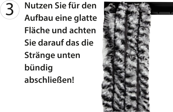 Flauschvorhang 80x185 cm in Unistreifen grün - weiß, perfekter Insekten- und Sichtschutz für Ihre Balkon- und Terrassentür, viele Farben Bild 4