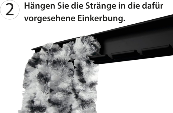 Flauschvorhang 80x185 cm in Unistreifen grün - weiß, perfekter Insekten- und Sichtschutz für Ihre Balkon- und Terrassentür, viele Farben Bild 3