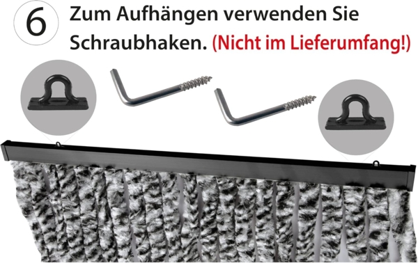 Flauschvorhang 80x185 cm in Unistreifen grün - weiß, perfekter Insekten- und Sichtschutz für Ihre Balkon- und Terrassentür, viele Farben Bild 7