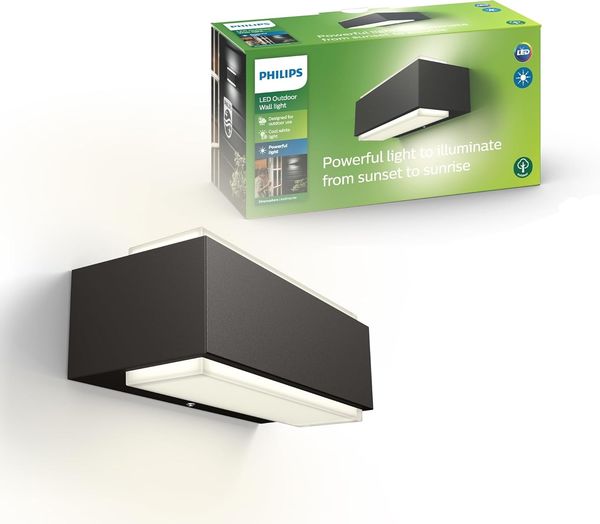 Philips myGarden Wandleuchte Wandbeleuchtung für den Außenbereich Anthrazit Aluminium Synthetik IP44 Garten Terrasse I