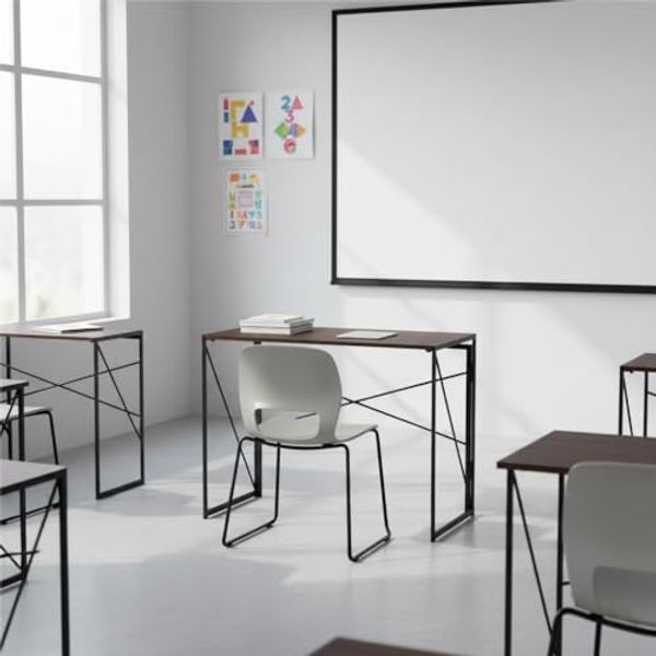 FurnitureR Tische für Ausbildung, vielseitig einsetzbar, für Schulen, klappbarer Tisch, Rahmen aus MDF und Metall, Keine Montage erforderlich, 100 x 50 x 75 cm, Nussbaum
