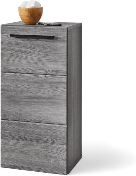 SILVER Badezimmer Kommode in Rauchsilber FSC-zertifiziert - Badezimmerschrank Bad Schrank mit viel Stauraum - 34 x 72 x 30 cm (B/H/T)