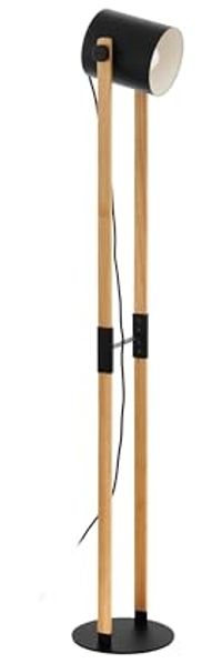 Eglo 43048 Stehleuchte HORNWOOD schwarz, creme braun E27 1X28W L:23cm B:23cm H:140cm mit Kabelschalter