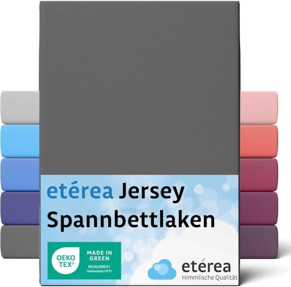 etérea Comfort Jersey Spannbettlaken Anthrazit 100x200 cm - 120x200 cm