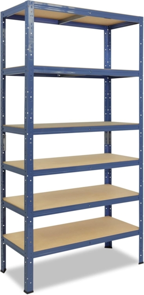 shelfplaza HOME 230x90x50 cm Schwerlastregal in blau mit 6 Böden und 145 kg Traglast pro Boden