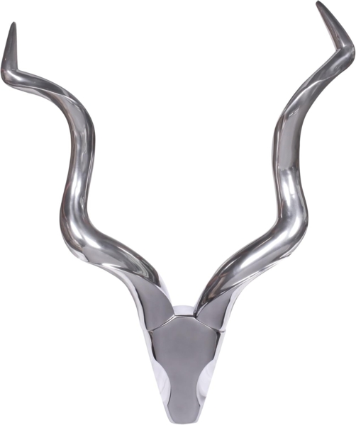 FineBuy Deko Hirschgeweih Aluminium Wanddeko Landhausstil Silber Metall modern, Design Hirschkopf Landhaus Geweih Wand, Wohndeko Hirsch außen, Wandschmuck