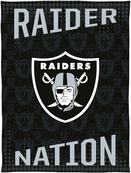 Wohndecke NFL Las Vegas Raiders Decke 150x200 cm Wellsoft Kuscheldecke Wohndecke, BERONAGE, passend zur Bettwäsche, ideal für Sofa, Couch, Bett, Auto, Camping