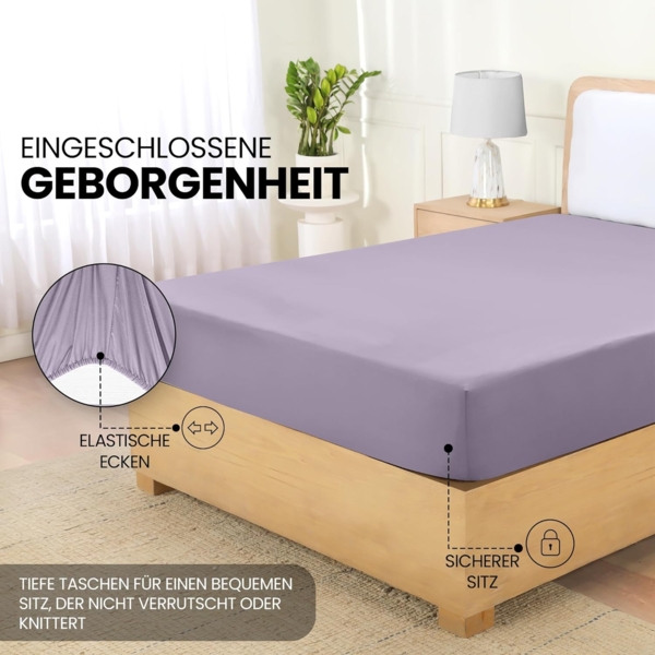 Utopia Bedding - Spannbettlaken 160x200 cm - Lavendel - Oeko-Tex Zertifiziertes Gebürstete Polyester-Mikrofaser Spannbetttuch - 35 cm Tiefe Tasche Bild 4