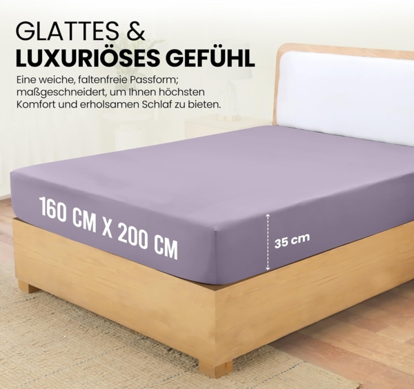 Utopia Bedding - Spannbettlaken 160x200 cm - Lavendel - Oeko-Tex Zertifiziertes Gebürstete Polyester-Mikrofaser Spannbetttuch - 35 cm Tiefe Tasche Bild 2