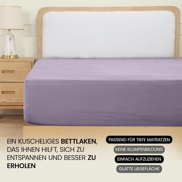 Utopia Bedding - Spannbettlaken 160x200 cm - Lavendel - Oeko-Tex Zertifiziertes Gebürstete Polyester-Mikrofaser Spannbetttuch - 35 cm Tiefe Tasche Bild 6