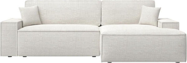 Selsey Farese New - Ecksofa mit Schlaffunktion, Chenille-Bezug in Hellbeige, rechtsseitig