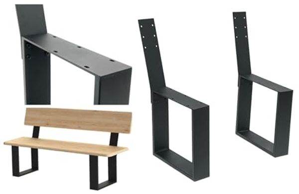 DanDiBo 2x Bankbeine Metall Schwarz mit Lehne Set Massiv DIY Bank Füße 96478 Sitzgestell für Gartenbank Bankgestell Robust Stabil