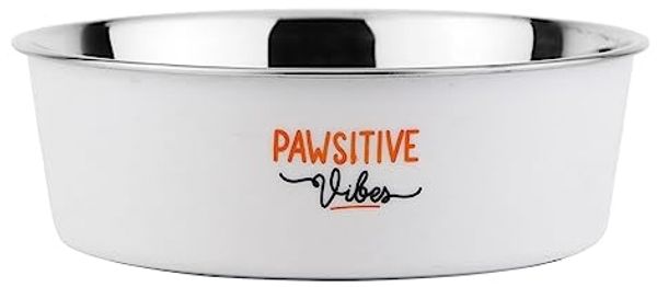 Nobby Edelstahlnapf Fusion Pawsitive Vibes rutschfest weiß Ø 20 cm